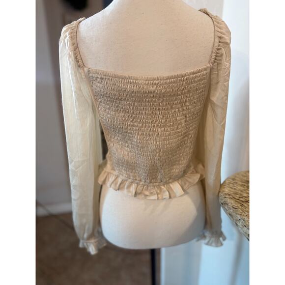 ASTR the Label Sweetheart Blouse in Ivory, Size L - Picture 3 of 5